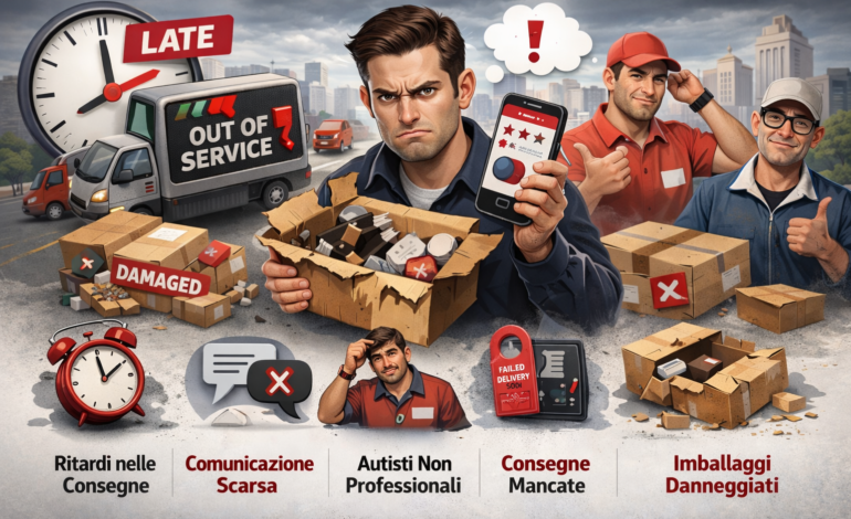 Cliente insoddisfatto con pacco danneggiato e problemi di consegna nell’ultimo miglio della logistica